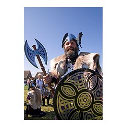 County Show - Shetland Jarl squad Viking dress shield helmet axe show ground  photo 