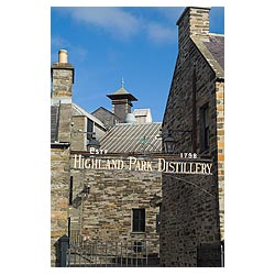 Highland Park Distillery - Malt whisky distillery sign roof tops Kiln chimney stack scotland whiskey  photo 