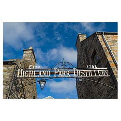 Highland Park Distillery - Malt whisky distillery sign over entrance to Highland Park Distillery scotland  photo
 