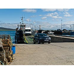 Rousay ferry - MV Eynhallow discharging cards Tingwall harbour ramp car uk cars Scotland  photo 