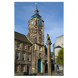  - Unicorn statue Mercat cross and old Tolbooth clock tower  photo 