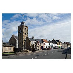 - Stone of Mannan Tolbooth clock tower Mercat cross and Main Street scotland  photo 