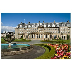 Gleneagles Hotel - Scottish garden Fountain flowerbed and hotel building exterior scotland  photo 